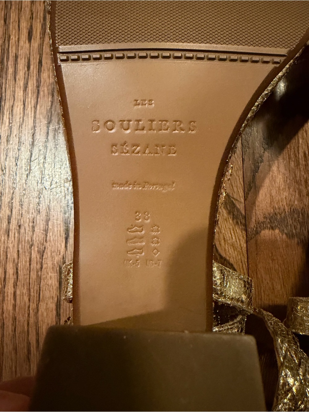Sezane Natacha Metallic Gold Braided Sandal Heels - Picture 2 of 5